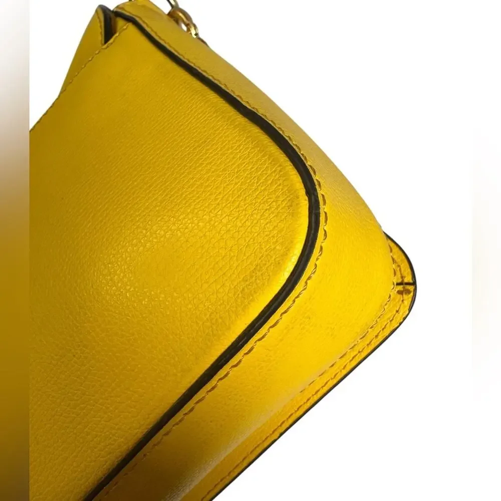 Tory Burch Yellow Leather Crossbody | Gold Chain Strap